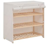 BOWEKAM Mueble zapatero para hogar y jardín con tapa, color blanco, 79 x 40 x 80 cm, de tela
