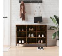 BOWEKAM Mueble zapatero para hogar y jardín, roble ahumado, 100 x 35 x 70 cm, diseño de muebles de madera