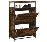 BOWEKAM Mueble zapatero para hogar y jardín, roble ahumado, 75 x 34 x 112 pulgadas, elección de muebles de madera
