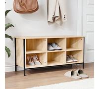 BOWEKAM Mueble zapatero para hogar y jardín, roble Sonoma, 100 x 35 x 50 cm, diseño de madera