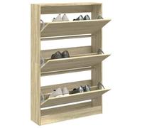 BOWEKAM Mueble zapatero para hogar y jardín, roble Sonoma, 80 x 21 x 125,5 cm, elección de muebles de madera