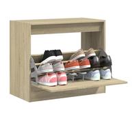BOWEKAM Mueble zapatero para hogar y jardín, roble Sonoma, 80 x 42 x 69 cm, diseño de madera