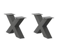 BOWEKAM Muebles, accesorios de mesa, patas de mesa, patas de mesa de café, en forma de X, 2 piezas, color antracita, 60 x 30 - 31 cm, acero