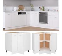 BOWEKAM Muebles, armarios y almacenamiento, armarios de cocina, armario inferior esquinero Lyon blanco, 75,5 x 75,5 x 81,5 cm, madera de ingeniería