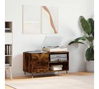 BOWEKAM Muebles, armarios y almacenamiento, armarios y estantes de almacenamiento multimedia, armario de discos de roble ahumado, 85 x 38 x 48 cm, madera de ingeniería