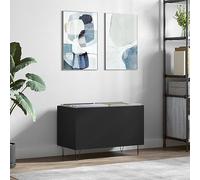 BOWEKAM Muebles, armarios y almacenamiento, armarios y estantes de almacenamiento multimedia, gabinete de discos negro, 74,5 x 38 x 48 cm, madera de ingeniería