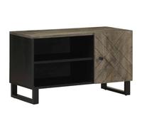 BOWEKAM Muebles, armarios y almacenamiento, armarios y estantes de almacenamiento multimedia, mueble de TV, color negro, 80 x 33 x 46 cm, mango de madera maciza
