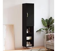 BOWEKAM Muebles, armarios y almacenamiento, bufés y aparadores, tablero alto negro 34,5 x 34 x 180 cm, madera de ingeniería