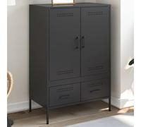 BOWEKAM Muebles, armarios y almacenamiento, bufés y aparadores, tablero alto negro 68 x 39 x 101,5 cm, acero