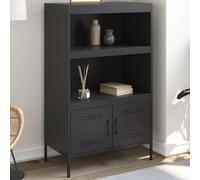 BOWEKAM Muebles, armarios y almacenamiento, bufés y aparadores, tablero alto negro, 68 x 39 x 113 cm, acero
