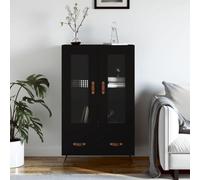 BOWEKAM Muebles, armarios y almacenamiento, bufés y aparadores, tablero alto negro de 69,5 x 31 x 115 cm, madera de ingeniería