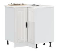 BOWEKAM Muebles, armarios y almacenamiento, gabinetes de cocina, gabinete base de esquina de cocina Lucca de madera de ingeniería blanca brillante