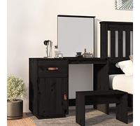 BOWEKAM Muebles, armarios y almacenamiento, tocadores de dormitorio, tocador, color negro, 95 x 50 x 134 cm, madera maciza de pino