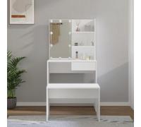 BOWEKAM Muebles, armarios y almacenamiento, unidades de tocador, tocadores de dormitorio, juego de tocador con LED de madera blanca