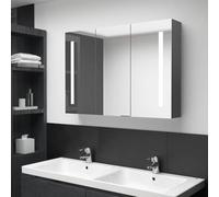 BOWEKAM Muebles, armarios y almacenamiento, unidades de tocador, unidades de tocador de baño, armario LED con espejo de baño, 89 x 14 x 62 cm, color gris