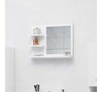 BOWEKAM Muebles, armarios y almacenamiento, unidades de tocador, unidades de tocador de baño, espejo de baño blanco, 60 x 10,5 x 45 cm, madera de ingeniería