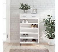 BOWEKAM Muebles, armarios y almacenamiento, zapatero blanco brillante, 60 x 35 x 105 cm, madera de ingeniería
