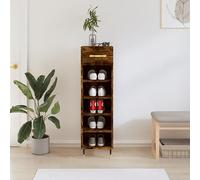 BOWEKAM Muebles, armarios y almacenamiento, zapatero de roble ahumado, 30 x 35 x 105 cm, madera de ingeniería