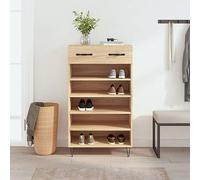 BOWEKAM Muebles, armarios y almacenamiento, zapatero de roble Sonoma, 60 x 35 x 105 cm, madera de ingeniería
