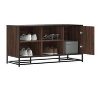 BOWEKAM Muebles, bancos, bancos de almacenamiento y entrada, banco de zapatos de roble marrón, 100 x 40 x 53,5 cm, madera y metal de ingeniería