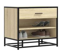 BOWEKAM Muebles, bancos, bancos de almacenamiento y entrada, banco de zapatos de roble Sonoma, 60 x 40 x 53,5 cm, madera y metal de ingeniería