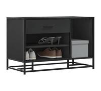 BOWEKAM Muebles, bancos, bancos de almacenamiento y entrada, banco de zapatos negro de 80 x 40 x 53,5 cm, madera y metal de ingeniería