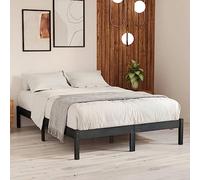 BOWEKAM Muebles, camas y accesorios, camas y marcos de cama, 810039, marco de cama sin colchón, madera maciza gris, 200 x 200 cm