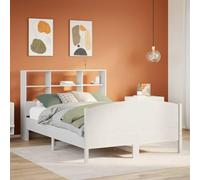 BOWEKAM Muebles, camas y accesorios, camas y marcos de cama, estantería sin colchón, color blanco, 140 x 190 cm, madera maciza de pino