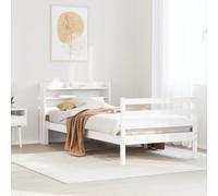 BOWEKAM Muebles, camas y accesorios, camas y marcos de cama, marco de cama con cabecero sin colchón, color blanco, 90 x 200 cm