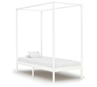 BOWEKAM Muebles, camas y accesorios, camas y marcos de cama, marco de cama con dosel sin colchón, madera maciza blanca, 100 x 200 cm