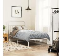 BOWEKAM Muebles, camas y accesorios, camas y marcos de cama, marco de cama de metal sin colchón con cabecero blanco, 90 x 190 cm