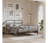 BOWEKAM Muebles, camas y accesorios, camas y marcos de cama, marco de cama de metal sin colchón con estribo, color negro, 137 x 190 cm