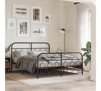BOWEKAM Muebles, camas y accesorios, camas y marcos de cama, marco de cama de metal sin colchón con estribo, color negro, 135 x 190 cm