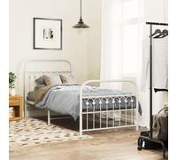 BOWEKAM Muebles, camas y accesorios, camas y marcos de cama, marco de cama de metal sin colchón con estribo, color blanco, 90 x 200 cm