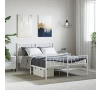 BOWEKAM Muebles, camas y accesorios, camas y marcos de cama, marco de cama de metal sin colchón con estribo, color blanco, 120 x 190 cm
