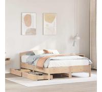 BOWEKAM Muebles, camas y accesorios, camas y marcos de cama, marco de cama sin colchón, 150 x 200 cm, tamaño King, madera maciza de pino