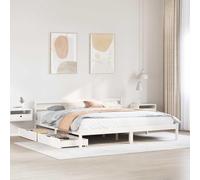 BOWEKAM Muebles, camas y accesorios, camas y marcos de cama, marco de cama sin colchón, color blanco, 200 x 200 cm, madera maciza de pino