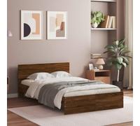 BOWEKAM Muebles, camas y accesorios, camas y marcos de cama, marco de cama sin colchón, roble marrón, 135 x 190 cm, doble