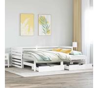 BOWEKAM Muebles, camas y accesorios, camas y marcos de cama, sofá cama con cajones sin colchón, color blanco, 90 x 200 cm, madera maciza