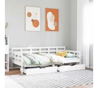 BOWEKAM Muebles, camas y accesorios, camas y marcos de cama, sofá cama con cajones sin colchón, color blanco, 80 x 200 cm, madera maciza