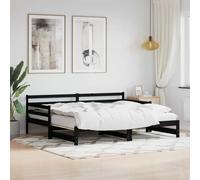 BOWEKAM Muebles, camas y accesorios, camas y marcos de cama, sofá cama con nido sin colchón, color negro, 90 x 200 cm, madera maciza