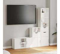 BOWEKAM Muebles, centros de entretenimiento y soportes de TV, 4 unidades de TV con almacenamiento ODDA de madera maciza de pino blanco