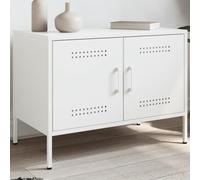 BOWEKAM Muebles, centros de entretenimiento y soportes de TV, armario de TV blanco, 68 x 39 x 50,5 cm, acero