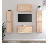 BOWEKAM Muebles, centros de entretenimiento y soportes de TV, armarios de TV, 6 piezas de madera maciza de pino