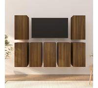 BOWEKAM Muebles, centros de entretenimiento y soportes de TV, armarios de TV, 7 piezas, roble marrón, 30,5 x 30 x 60 cm, madera de ingeniería
