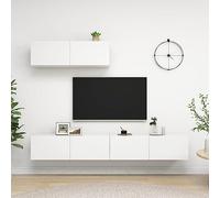 BOWEKAM Muebles, centros de entretenimiento y soportes de TV, gabinetes de TV, 3 piezas, madera de ingeniería blanca