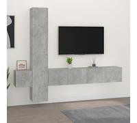 BOWEKAM Muebles, centros de entretenimiento y soportes de TV, juego de 5 piezas para TV de madera de hormigón, gris