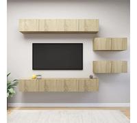 BOWEKAM Muebles, centros de entretenimiento y soportes de TV, juego de 6 piezas para TV de madera de roble Sonoma