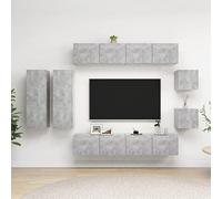 BOWEKAM Muebles, centros de entretenimiento y soportes de TV, juego de 8 piezas para TV de madera de hormigón, gris