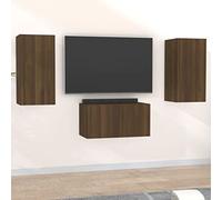 BOWEKAM Muebles, centros de entretenimiento y soportes de TV, juego de muebles de TV de 3 piezas, madera de roble marrón